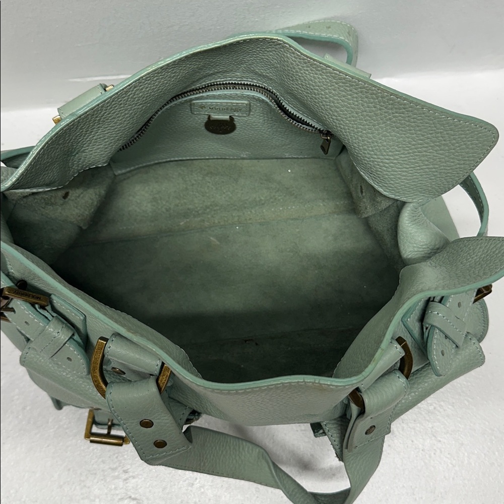 Mulberry Roxanne Satchel Bag Purse Studded Leather Limited Edition Green Gold - Picture 11 of 17